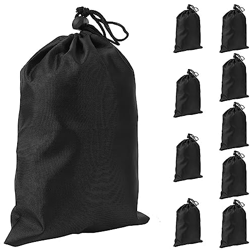 Drawstring Storage Bag for Skipping Ropes, 10 Pcs Waterproof Polyester Pouch, Durable Carry Organizer for Sports Gear, Small Things, Travel & Home Storage (Black)