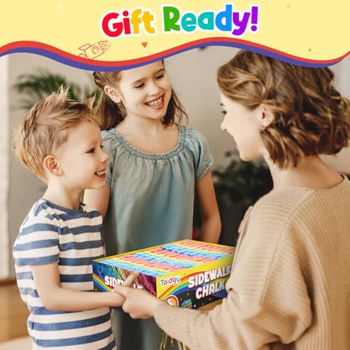 Toidgy 150 PCS Washable Sidewalk Chalks Set for Kids, 30 Packs in 5 Colors, Non-Toxic Jumbo Sidewalk Chalk Bulk for Outdoor Art Play, Painting on Chalkboard, Blackboard and Playground