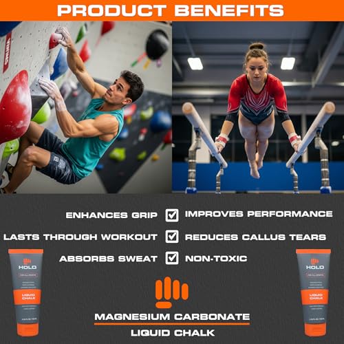 HOLD Sports Chalk Pure Friction Hybrid Bundle – Micronized Dry Powder & Unscented Liquid Chalk (2-Pack) – Professional Grade Pure Magnesium Carbonate for Climbing, Weightlifting, Gymnastics & Powerlif