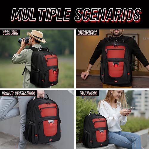 Z-MGKISS 18.4 Large Travel Backpack, USB Computer Bagpack Fits 18.4 Inch Laptop, Business Backpack for Men, TSA Flight Approved, Laptop Backpacks, Red - color: Red, size: 18.4IN