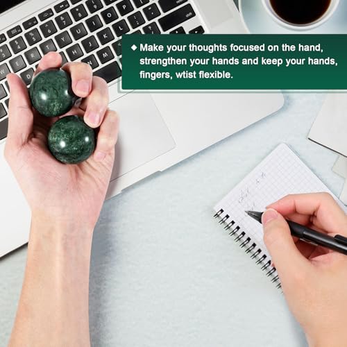 Learay 2Pcs Baoding Balls, Boading Balls for Hand Therapy, Green, 1.57 inch | Chinese Health Exercise Massage Balls with Carry Pouch for Stress Relief Meditation Ball - color: Green/1.57 Inch