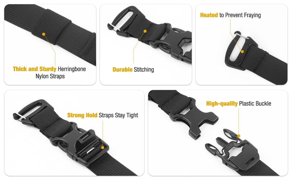 Tactical MOLLE/PALS Backpack Attachment Straps - Adjustable G-Hook Tie Downs, Non-Slip Cam Buckle, for Rucking, Hunting, Hiking, Camping, Tripod & Sleeping Gear (7.5-22 in) (Khaki, 2-Pack) - size: 2-Pack, style: Khaki
