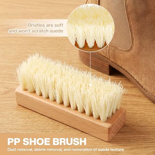 3Pcs Suede Shoe Brush Crepe Applicators Nubuck Leather Cleaner Shoes Shine Dauber Set with Cleaning Eraser Cloth(Style A) - style: Style A