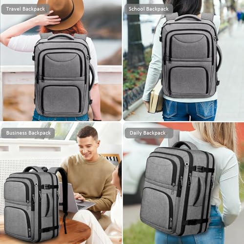 Extra Large Travel Backpack, Carry on Luggage Backpack TSA 18.4 inch Laptop Bag Flight Approved, Lightweight Business Luggage Bag, Travel Gifts for Men, Black - color: Grey, size: 18.4 Inches