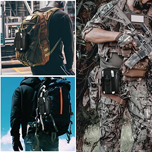 Tactical Molle Pouch Compact Utility Waist Bag Phone Holster Holder for 4.7"-6.9" iPhone 15 Pro Max/15 Pro/14 Plus/14 Pro Max/14/13 Pro Max/13 Pro/12 Pro Max/11 Pro Max - color: Black