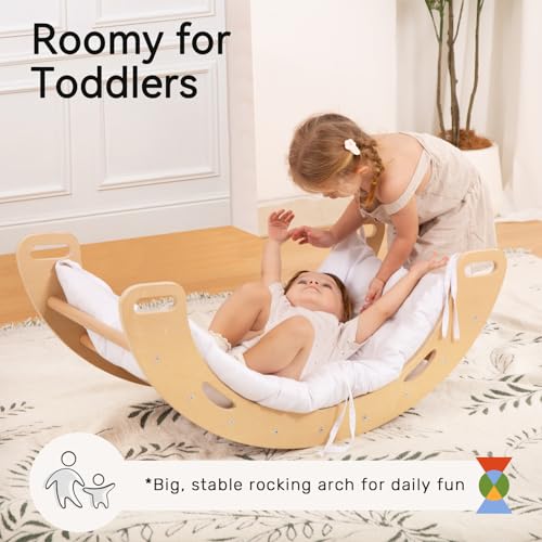 WINGYZ Pikler Triangle Set, Montessori 8-in-1 Foldable Climbing Set | Reversible Animal Slide, Patent-Protected Jungle Gym, Safe 2.35in Gap, ASTM F963 Standards for Toddlers 18M-5Y, Teak - color: Teak