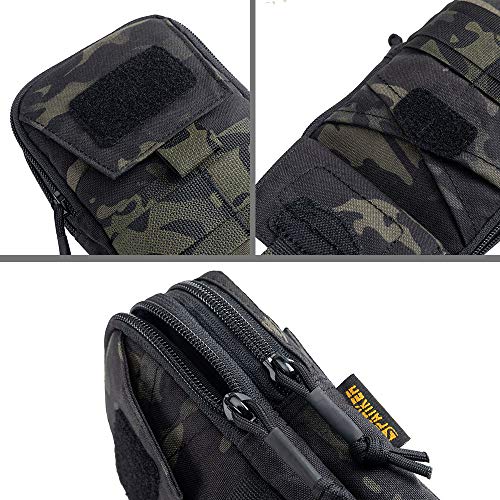 EXCELLENT ELITE SPANKER Tactical Molle EDC Pouch with Cellphone Pouch | Molle admin pouch,molle utility pouch,tool pouch,Organizer Nylon Belt Waist Bag - color: Multicam-Black