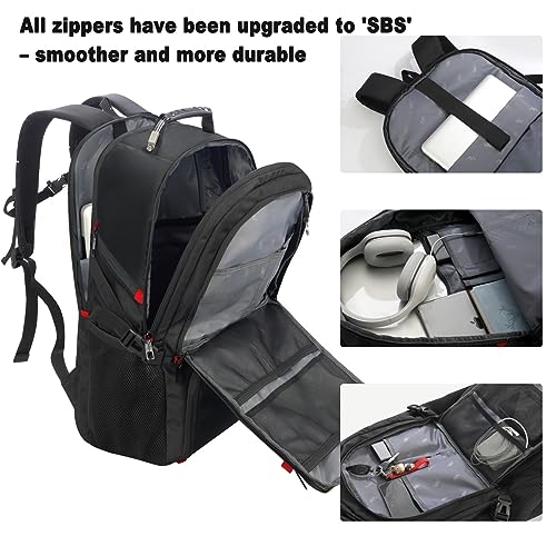 Travel Business Laptop Backpack for 18.4in PC with Shoe Compartment USB Charging Port,Sport Gym Bag for College Hiking Camping,Waterproof School Bookbag for Men Women Boys,Black - size: 18.4in