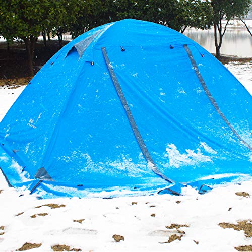 Azarxis 1 2 3 Person 3 Season Tent for Camping Backpacking Hiking Easy Set Up Waterproof Lightweight Professional Double Layer Aluminum Rod & Carry Bag - color: #2 Blue with skirt edge - 2 Person - 4 Season
