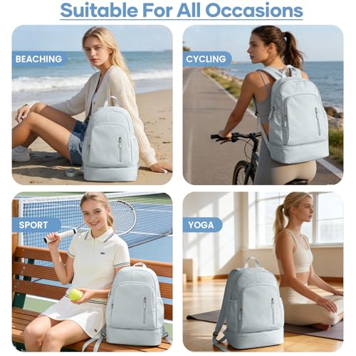 Gym Backpack for Women, Dance Volleyball Backpacks With Shoe Compartment | For Yoga Fitness Beach Hiking Sports - color: Blue