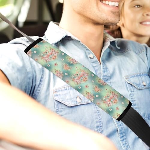 Soft Padded Car Seat Belt Pad for Elderly Support, Stroller Pushchair High Chair, 2 Pack Flamingo Animal Floral Shoulder Harness Cover Anti-Slip Pad - color: Pattern 689