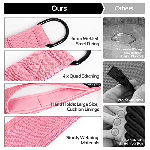 Vulken Tricep Rope Cable Attachment. 28.7 Inch & 22 Inch Two Lengths Built in One Pull Down Rope - color: Pink