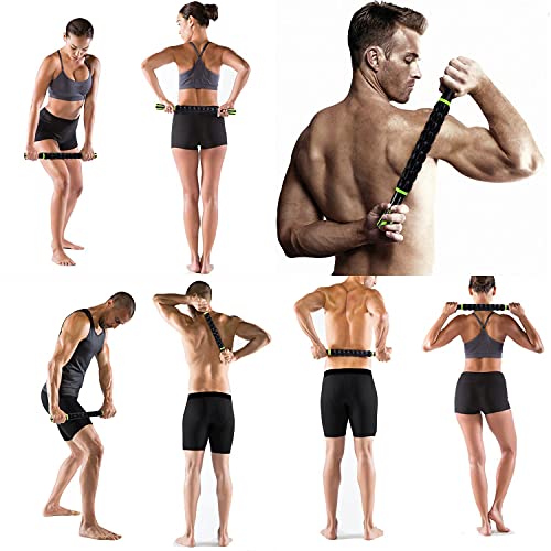 Sportneer Muscle Roller Stick - Massage Stick for Athletes - Reducing Soreness and Muscle Strain, Soothing Legs Cramps - Physical Therapy & Body Recovery - Black Green