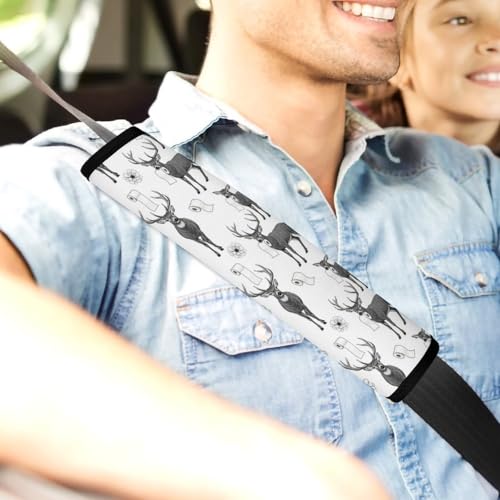 Universal Fit Seat Belt Shoulder Pad for Kids, Car Seats Pushchair Strollers High Chair Pushchair, 1 Pair Funny Reindeer Deer Automotive Seat Belt Protector - color: Pattern 1089