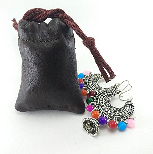 3 Pack Lambskin Leather Drawstrings Pouch: Brown, 11.5cm X 11.5cm… - color: Brown