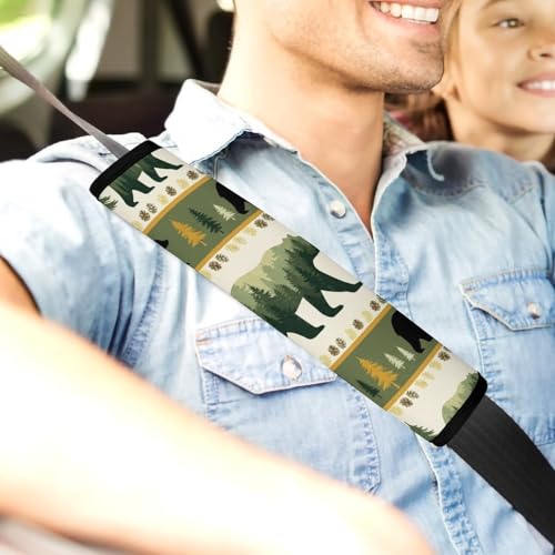Universal Soft and Comfortable Rustic Cabin Bear Wild Animal Seat Belt Cover for Kids, Most Cars, 2 Piece Seat Belt Covers Cushion Shock Absorption - color: Pattern 536
