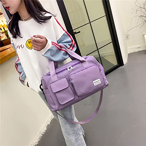 Small Gym Bag for Women, Travel Duffle Bag Carry On Weekender Bag with Shoe Compartment - color: 08#Purple, style: Gym Bag&toiletry Bag