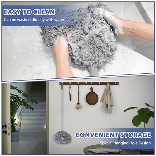 FONUNO Ceiling Fan Cleaner Duster High Ceiling Extended Fan Blade Cleaner | Reusable Microfiber Ceiling Fan Duster with Extension Handle from 13 to 50 Inch for Furniture Bookshelves Wall Door, Gray - color: Gray