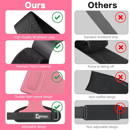 Weight Lifting Wrist Strap, Double-Layer Leather Wrist Straps for Gym Strength Training Weightlifting,Deadlift and Powerlifting, Enhance Grip Strength Neoprene Padding Gym Workout Lifting Straps Men/Women Pair - color: Pink