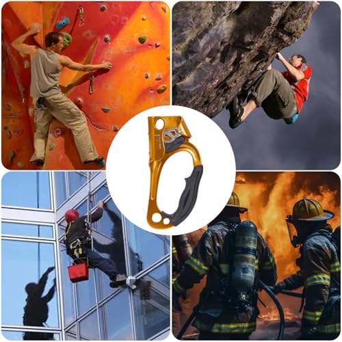 Hand Ascender, Rock Climbing Tree Arborist Rappelling Gear Equipment Rope Ascender Rope Clamp for 10~13MM Rope - color: Right Hand-Orange