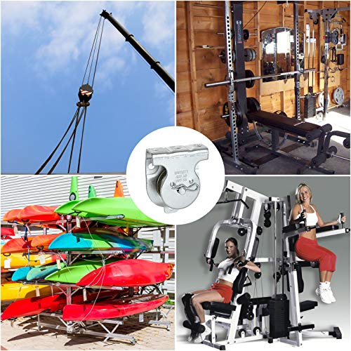 6 Pack Wall Mounted Pulley 1-1/2 Inch Wall and Ceiling Mount Single Pulley for 3/8" Wire or Rope, Zinc-Plated