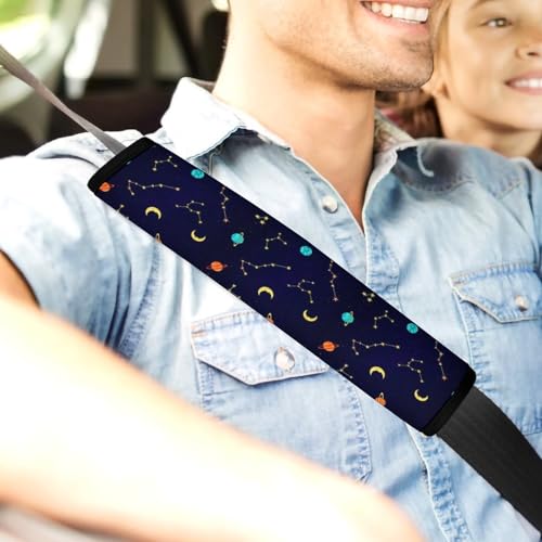 Universal Soft and Comfortable Car Seat Straps Shoulder Pads for Girls and Boys, Most Cars, 1 Pair Space Galaxy Constellation Harness Pads Strap Comfortable Driving - color: Pattern 693