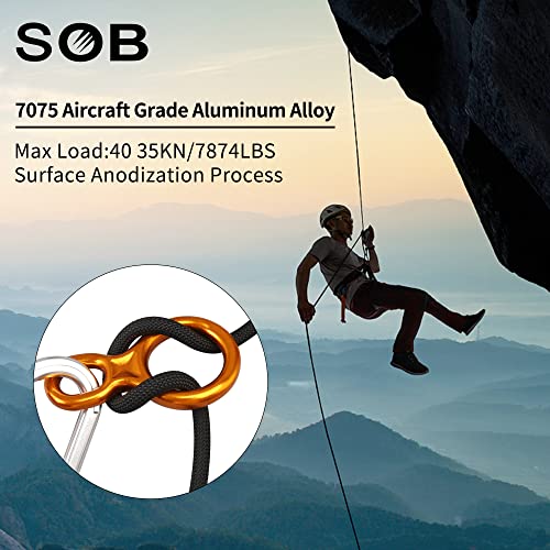 SOB 40KN Rescue Figure 8 Descender Belay Rappel Equipment Belay Rock Climbing Rigging Plate 7075 Aluminum Alloy for Climbing Belaying Rappelling Device - color: golden