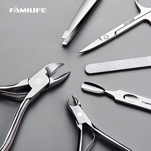 FAMILIFE Manicure Set, Nail Clippers Set Professional Manicure Kit 11 in 1 Stainless Steel Pedicure Tools Nail Kit Mens Grooming Tool with Portable Leather Travel Case Dark Violet Birthday Gifts - color: Purple