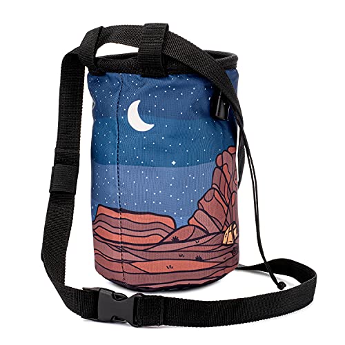 Oso Supply Co - Waxed Canvas Climbing Chalk Bag for Adults and Kids, Drawstring Closure, Adjustable Waist Belt, Indoor/Outdoor Training, Rock Climbing, Bouldering, Weightlifting - style: Joshua Tree