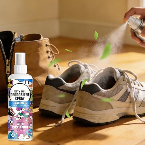 Shoe Deodorizer Spray 100ml Shoe Smell Eliminator Spray | Footwear Odor Removal Mist for Travel Hiking Home Tennis Leather Fabric Canvas Sneaker