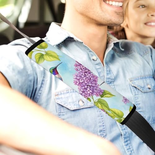 Soft Padded Car Seat Belt Pad for Elderly Support, Stroller Pushchair High Chair, 2 Pack Hummingbird Flower Floral Shoulder Harness Cover Anti-Slip Pad - color: Pattern 851