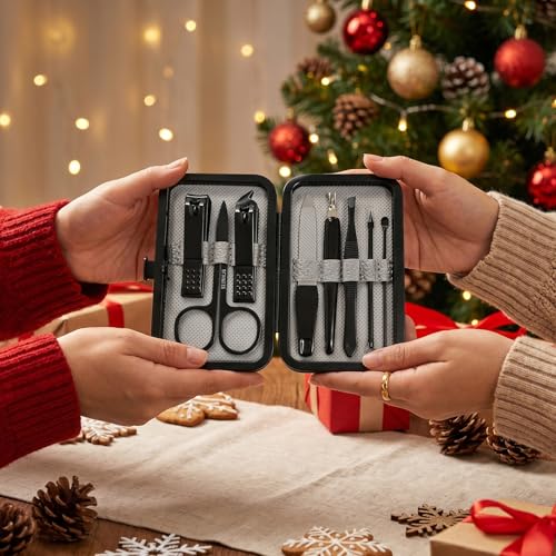 8-Pc Manicure Set,Stocking Stuffers for Men,Teen Boy,Gift Ideal for Husband | Nail Care Tools Support Fingernail, Toenail,Cuticle Grooming,Christmas Surprise for Boyfriend or Dad