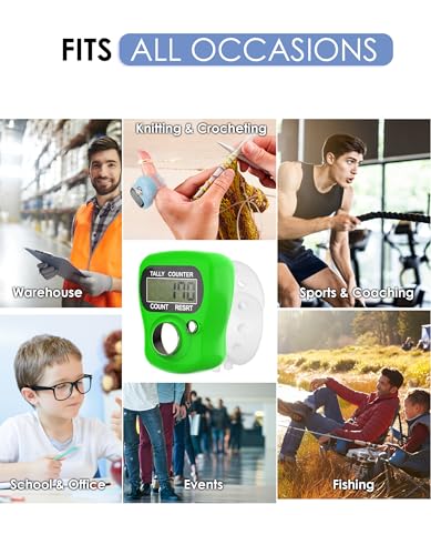 KTRIO Electronic Finger Counter, 5-Digit LCD Number Clicker | 5-Digit LCD Display, One-Hand Operation, Adjustable Finger Ring, Lightweight ABS Build,Multi-Use Counter - color: 7 Colors