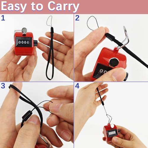 GDMINLO 2 Pack Clicker Counter, Metal 4 Digit Mechanical Hand Tally Counter | Blue & red two colors, sturdy metal build, easy to use for sports events, coaching and daily counting