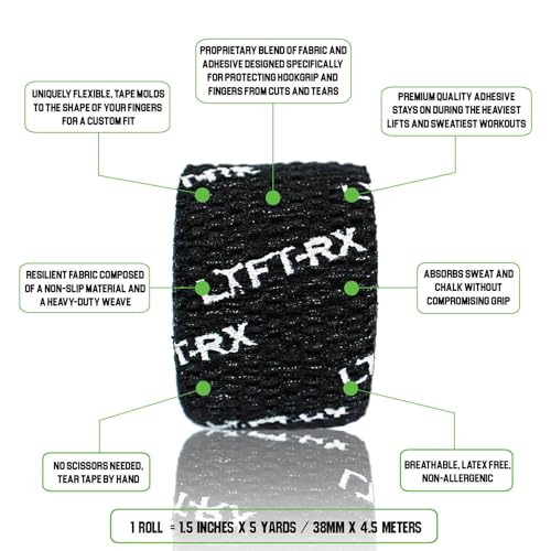 Weightlifting Hook Grip Tape w/Premium Adhesive for Olympic Weight Lift, Cross Fitness, Lifting, Stretch Athletic Finger Wrap, Protects Thumb Fingers Hand, Enhances Grip - color: Black 1.5-inch, size: 3 ROLL