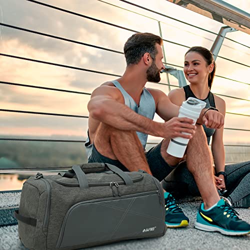 G4Free 45L/60L 3-Way Duffle Backpack Gym Bag with Wet Pocket & Shoes Compartment Sports Travel Weekender Overnight Duffel Bag | with Wet Pocket, Weekender Overnight Duffel Bag, Grey - color: Grey, size: 60L