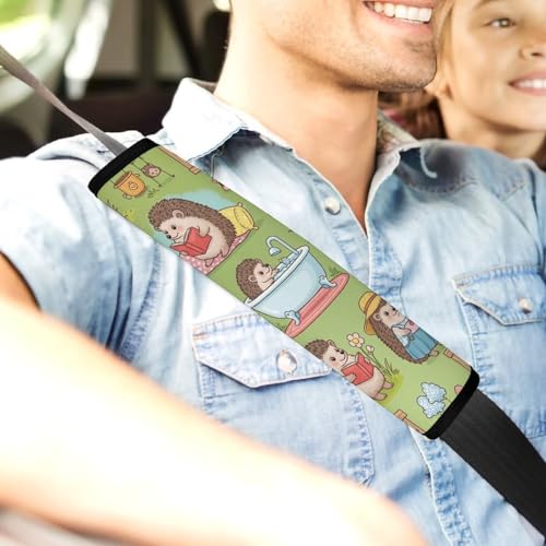 2 Pack Funny Hedgehog Seat Belt Shoulder Pad Universal Fit Harness Pads Strap for Kids, Car Seats Pushchair Strollers High Chair Pushchair, Shock Absorption - color: Pattern 1059