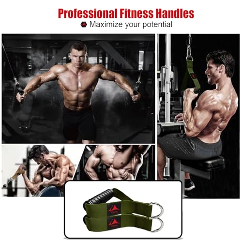 Heavy Duty Gym Workout Handles Attachment for Cable Machine,Resistance Band,Pulley System Home Exercise Equipment, Comfortable and Stronger Grip - color: Military Green