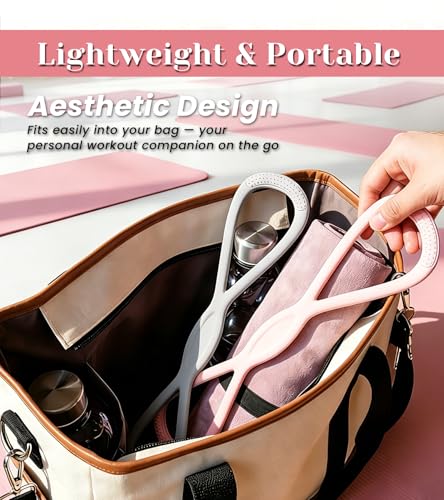 Resistance Bands with Handles, 2 Pcs Figure 8 Exercise Bands for Arm, Back and Shoulder Training, Elastic Fitness Bands for Strength Training, Stretching, Yoga and Home Workouts - color: Pink+Grey