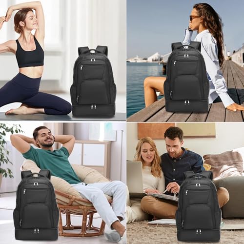 seyfocnia Gym Backpack for Men,Large Gym Bag with Shoe Compartment Lightweight Travel Workout Sports Backpack Water Resistant Carry on Backpack - size: 22inch