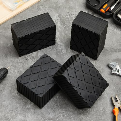 Pangda 8 Pack Solid Rubber Auto Lift Pads 6-3/8" x 4-3/4" x 3.15" Anti-Skid Lift Block Spacer Pad for Automobile Car Lifts, Jacks and Racks, 4000 Lbs Capacity - size: 6-3/8" x 4-3/4" x 3.15"
