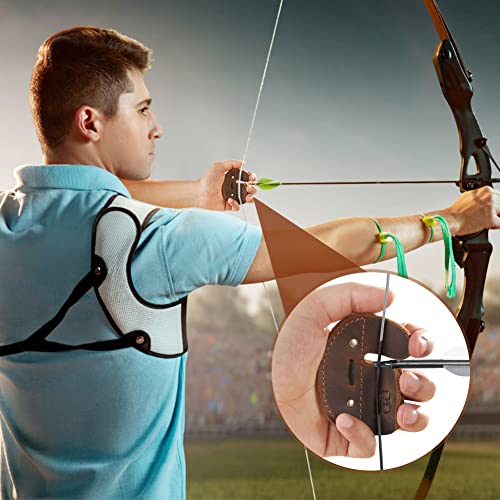 Ringsun Leather Archery Finger Tabs,Handmade Archery Finger Guard for Shooting Practice Gear, Recurve Bow Fingers Tab - color: Left