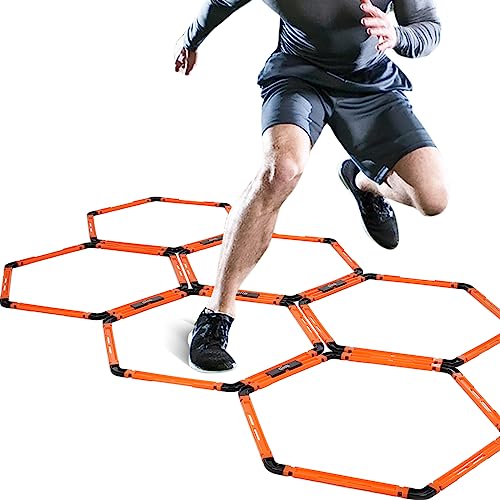GHB Hex Agility Rings Speed Rings with Carrying Bag 6 Set | Portable Hexagon Rings, Agility Ladder for Agility Footwork Training