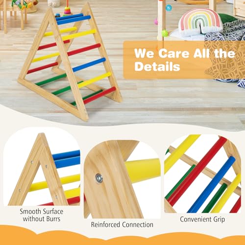 GLACER Triangle Climber, Kids Wooden Climbing Triangle Ladder, 3 Levels Climbing Difficulty, Indoor Climbing Toys for Playground, Kids Climber Ladder Equipment, Play Gym Set Boys Girls Gift