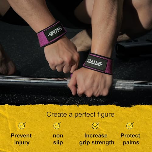 Lifting Straps for Weightlifting, Lifting Wrist Straps for Gym Strength Training, Neoprene-padded Wrist Cushion - Men & Women - color: Pink