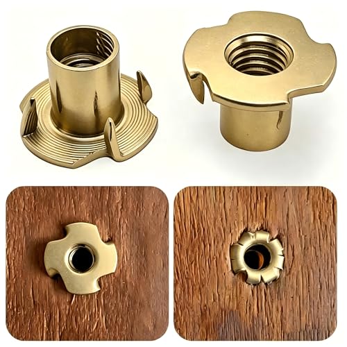 3/8"-16 T-Nuts for Climbing Holds: 22 Pack 4 Pronged Tee Nuts Zinc Plated Threaded Inserts - No Rust No Spin - size: 3/8"-16(22Pack)