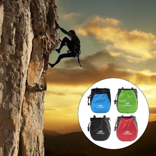 Portable Polyester Climbing Chalk Bag with Adjustable Belt and Fleece Lining for Magnesium Powder, Ideal for Rock Climbing and Weightlifting, Black/Red/Green/Blue, 12x8x16cm - color: Black