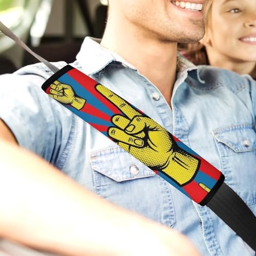 2 Pack Hand in Rock Roll Sign Car Seat Belt Pad Breathable Shoulder Harness Cover for Adult Use, Stroller Pushchair High Chair, Pressure Relief - color: Pattern 751