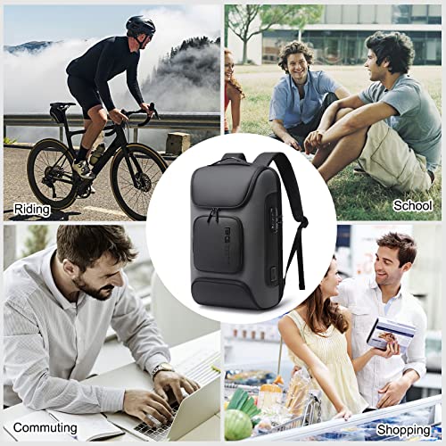 FANDARE Anti-theft Backpack Business Laptop Handbag Travel Large Daypacks fits 15.6 Inch Laptop with USB Charging Port Computer Bag Bookbag for Women Men Waterproof Rucksack Grey - color: Grey