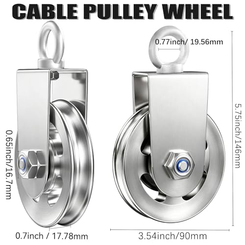 GardenNow Silent Gym Cable Pulley Wheel for Home DIY Gym Pulley System, Upgraded Heavy-Duty Bracket, 3.54 in/90 mm Gym Pulley for Maximum 660LBS Load, Compatible with LAT Pulldown& Cable Exercises - color: silver, size: 2